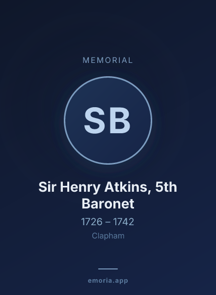 Memorial portrait of Sir Henry Atkins, 5th Baronet