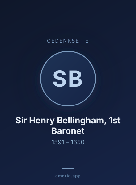 Gedenkportrait von Sir Henry Bellingham, 1st Baronet