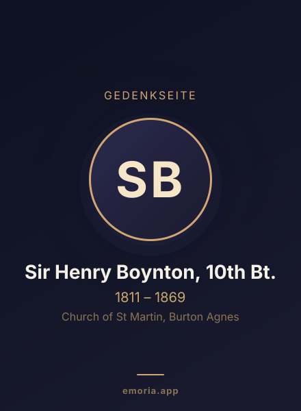 Gedenkportrait von Sir Henry Boynton, 10th Bt.