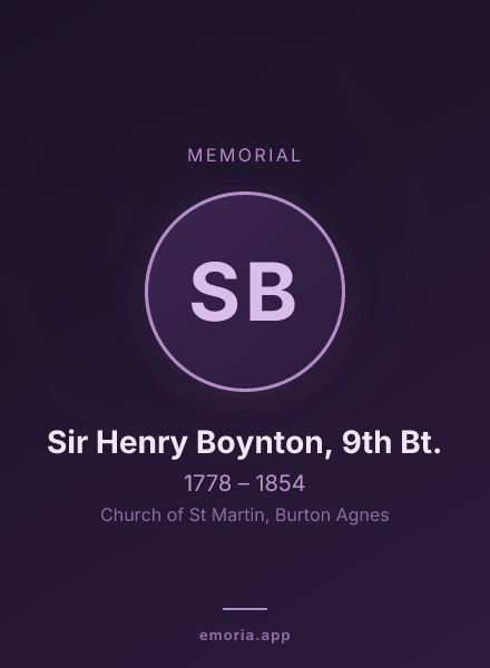 Memorial portrait of Sir Henry Boynton, 9th Bt.