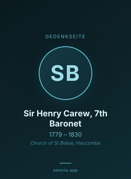 Gedenkportrait von Sir Henry Carew, 7th Baronet