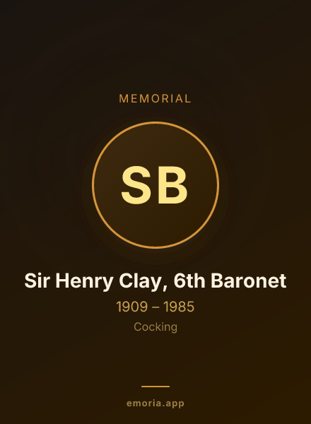 Memorial portrait of Sir Henry Clay, 6th Baronet