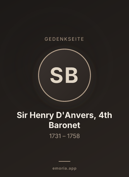 Gedenkportrait von Sir Henry D'Anvers, 4th Baronet