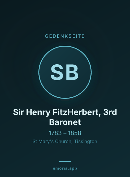 Gedenkportrait von Sir Henry FitzHerbert, 3rd Baronet