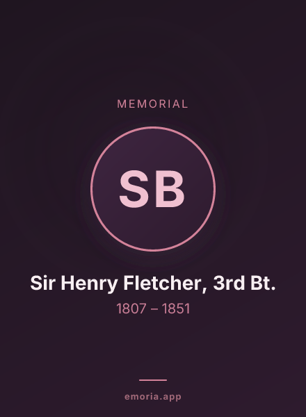 Memorial portrait of Sir Henry Fletcher, 3rd Bt.