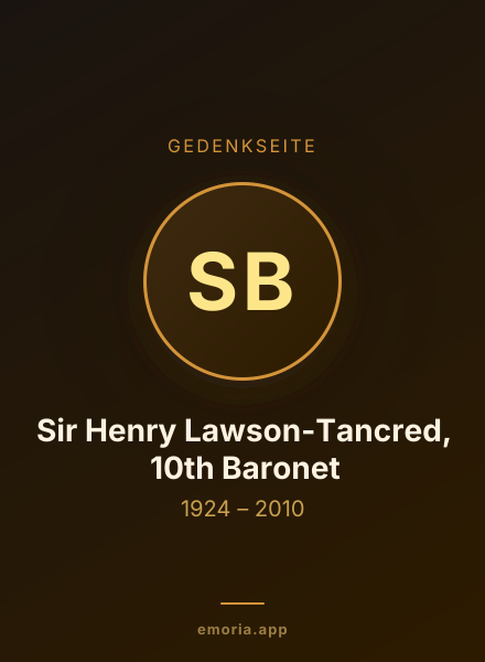Gedenkportrait von Sir Henry Lawson-Tancred, 10th Baronet