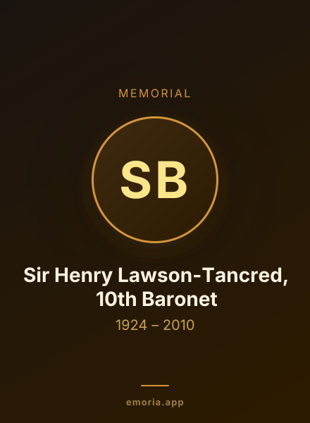 Memorial portrait of Sir Henry Lawson-Tancred, 10th Baronet