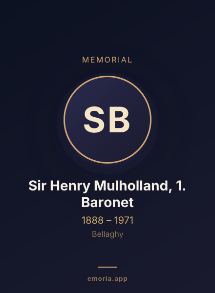 Memorial portrait of Sir Henry Mulholland, 1. Baronet