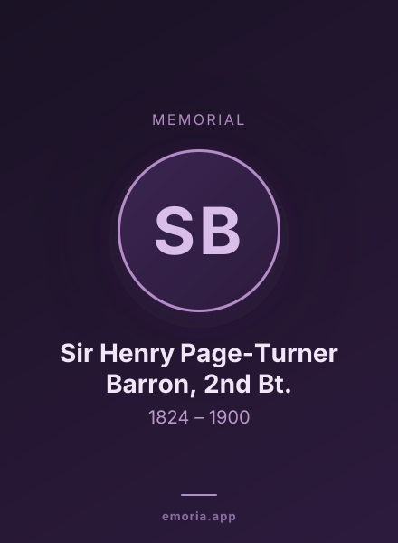 Memorial portrait of Sir Henry Page-Turner Barron, 2nd Bt.