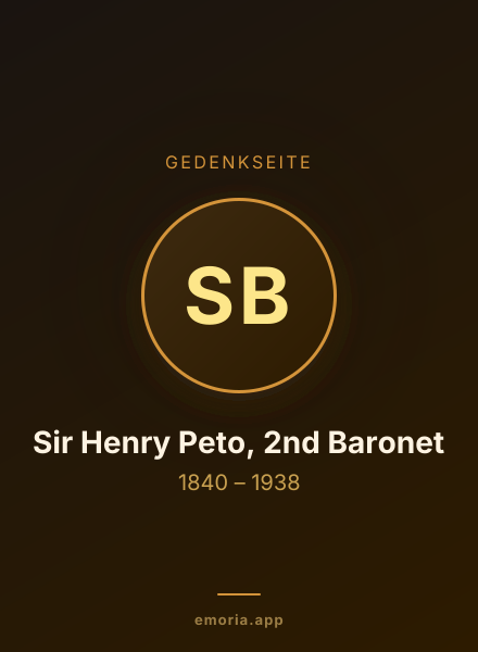 Gedenkportrait von Sir Henry Peto, 2nd Baronet