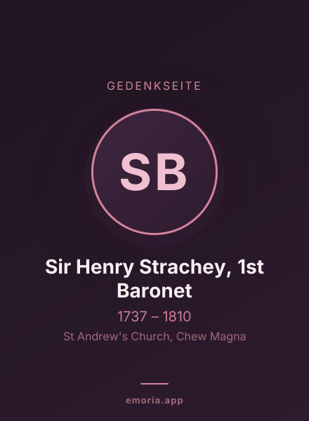 Gedenkportrait von Sir Henry Strachey, 1st Baronet