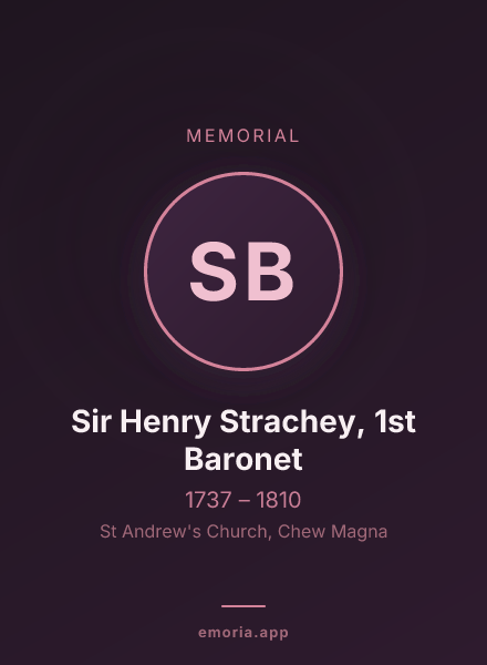 Memorial portrait of Sir Henry Strachey, 1st Baronet