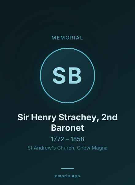 Memorial portrait of Sir Henry Strachey, 2nd Baronet