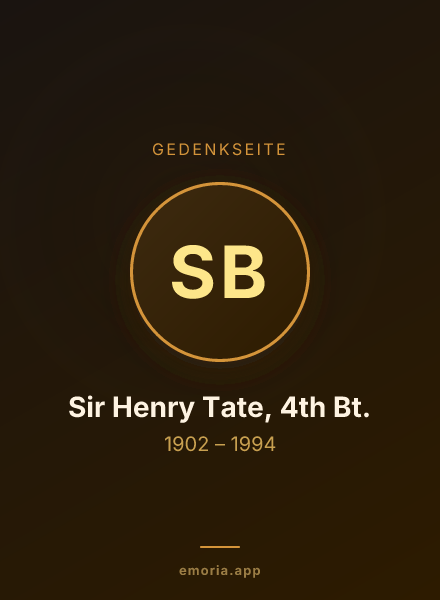 Gedenkportrait von Sir Henry Tate, 4th Bt.