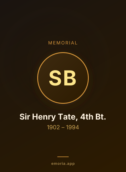 Memorial portrait of Sir Henry Tate, 4th Bt.