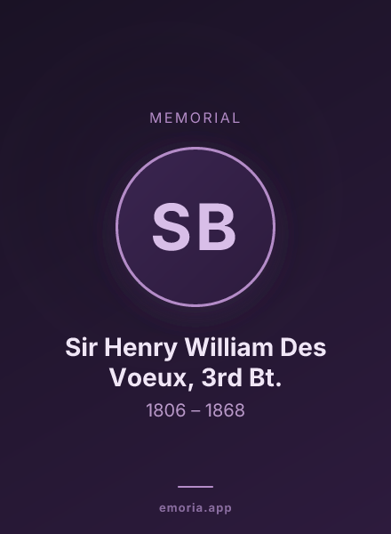 Memorial portrait of Sir Henry William Des Voeux, 3rd Bt.