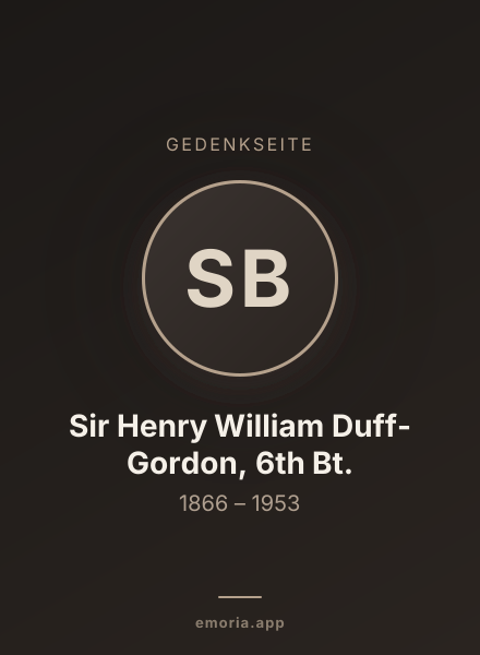 Gedenkportrait von Sir Henry William Duff-Gordon, 6th Bt.