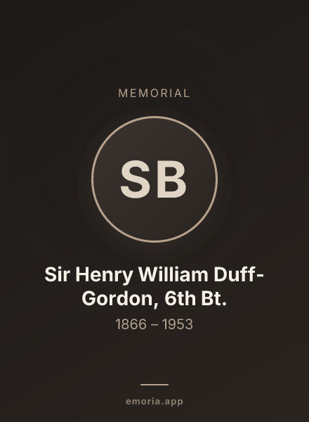 Memorial portrait of Sir Henry William Duff-Gordon, 6th Bt.
