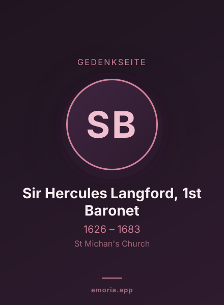 Gedenkportrait von Sir Hercules Langford, 1st Baronet