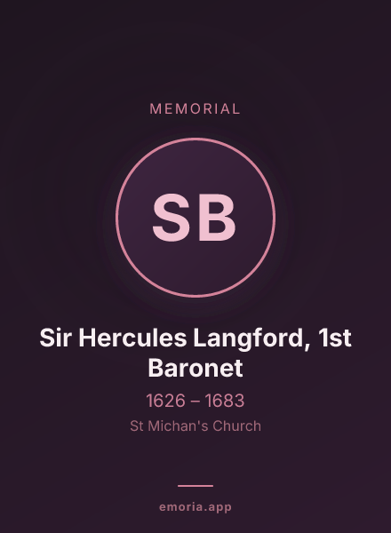 Memorial portrait of Sir Hercules Langford, 1st Baronet