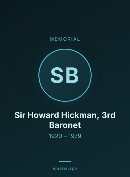 Memorial portrait of Sir Howard Hickman, 3rd Baronet