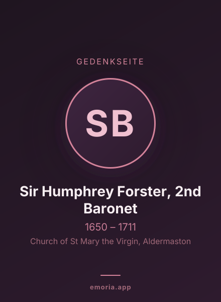 Gedenkportrait von Sir Humphrey Forster, 2nd Baronet