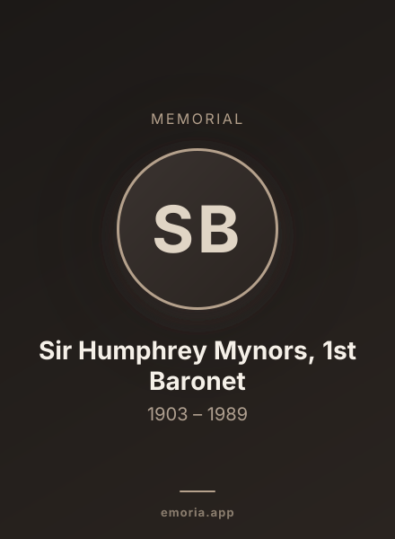 Memorial portrait of Sir Humphrey Mynors, 1st Baronet