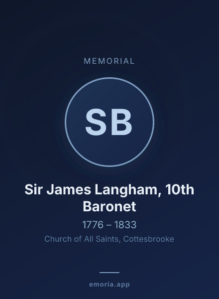 Memorial portrait of Sir James Langham, 10th Baronet