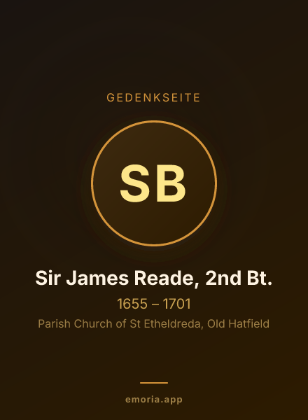 Gedenkportrait von Sir James Reade, 2nd Bt.