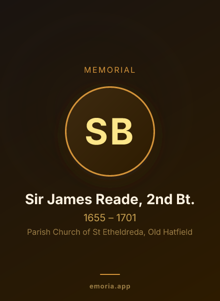 Memorial portrait of Sir James Reade, 2nd Bt.