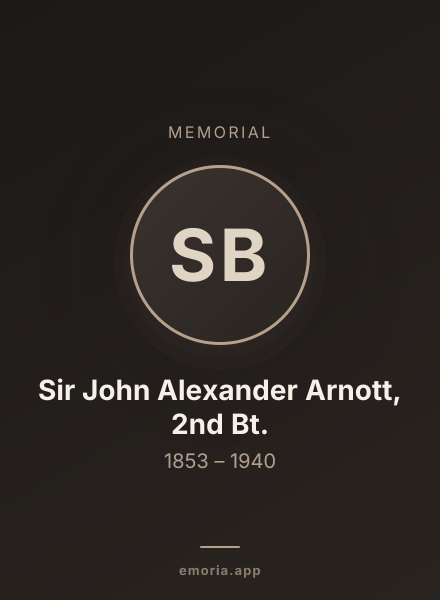 Memorial portrait of Sir John Alexander Arnott, 2nd Bt.