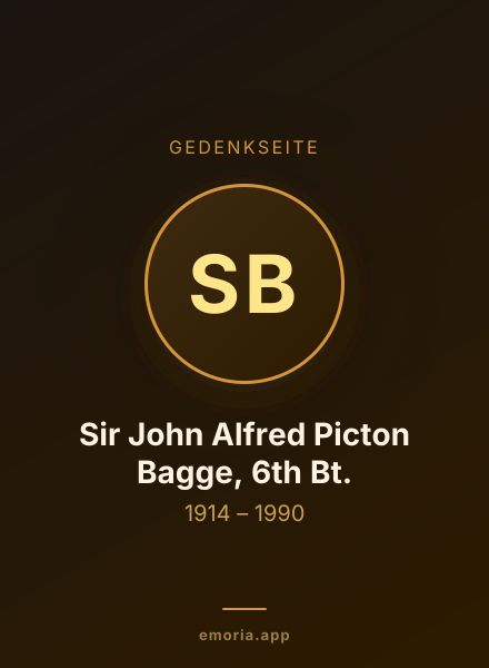 Gedenkportrait von Sir John Alfred Picton Bagge, 6th Bt.