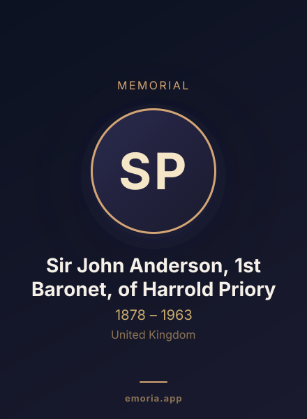 Memorial portrait of Sir John Anderson, 1st Baronet, of Harrold Priory