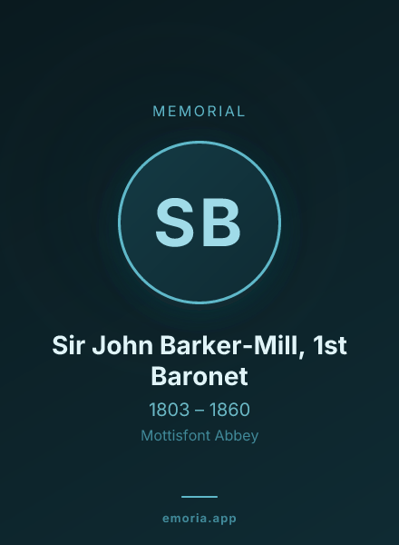 Memorial portrait of Sir John Barker-Mill, 1st Baronet