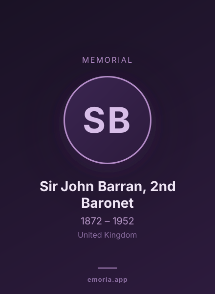 Memorial portrait of Sir John Barran, 2nd Baronet