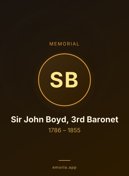 Memorial portrait of Sir John Boyd, 3rd Baronet