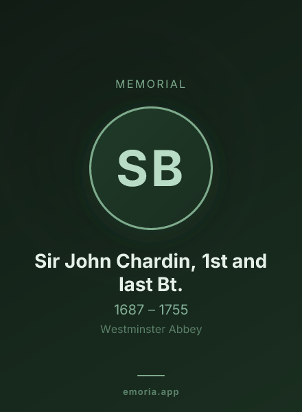 Memorial portrait of Sir John Chardin, 1st and last Bt.