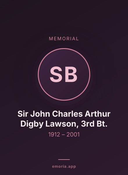 Memorial portrait of Sir John Charles Arthur Digby Lawson, 3rd Bt.