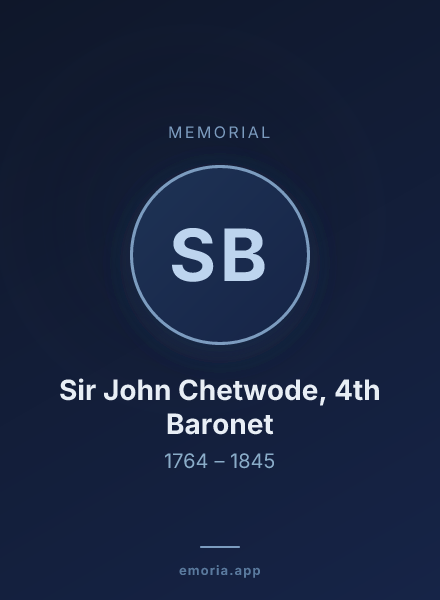 Memorial portrait of Sir John Chetwode, 4th Baronet