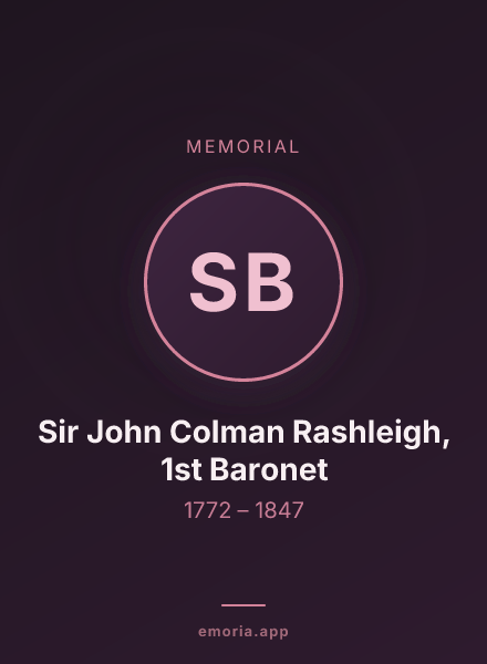 Memorial portrait of Sir John Colman Rashleigh, 1st Baronet