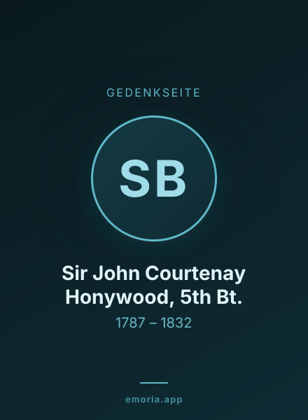 Gedenkportrait von Sir John Courtenay Honywood, 5th Bt.