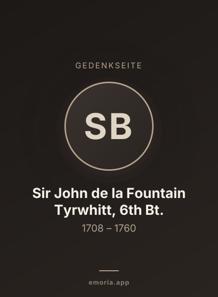 Gedenkportrait von Sir John de la Fountain Tyrwhitt, 6th Bt.