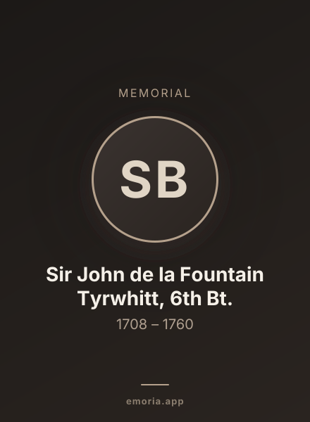 Memorial portrait of Sir John de la Fountain Tyrwhitt, 6th Bt.