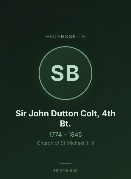 Gedenkportrait von Sir John Dutton Colt, 4th Bt.