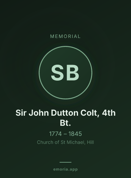 Memorial portrait of Sir John Dutton Colt, 4th Bt.