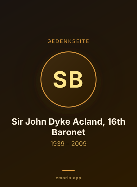Gedenkportrait von Sir John Dyke Acland, 16th Baronet