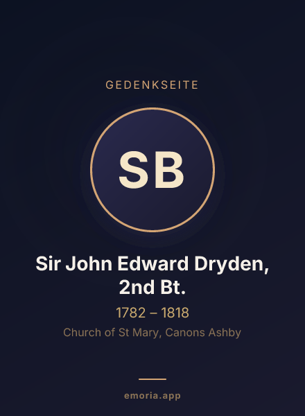 Gedenkportrait von Sir John Edward Dryden, 2nd Bt.