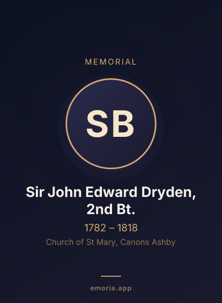 Memorial portrait of Sir John Edward Dryden, 2nd Bt.