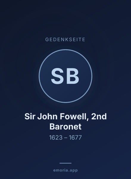 Gedenkportrait von Sir John Fowell, 2nd Baronet