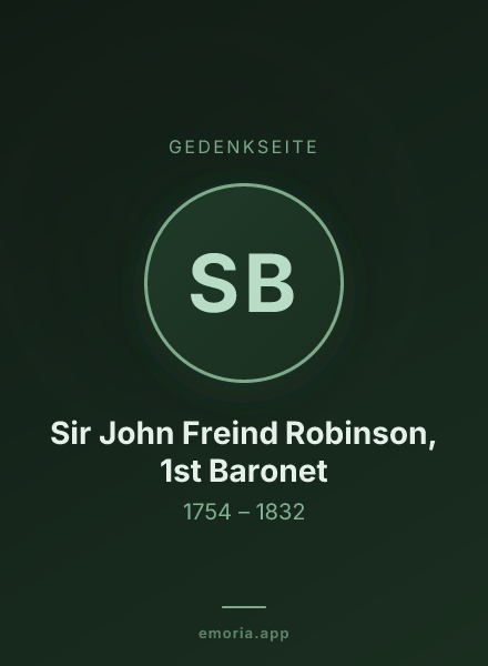 Gedenkportrait von Sir John Freind Robinson, 1st Baronet